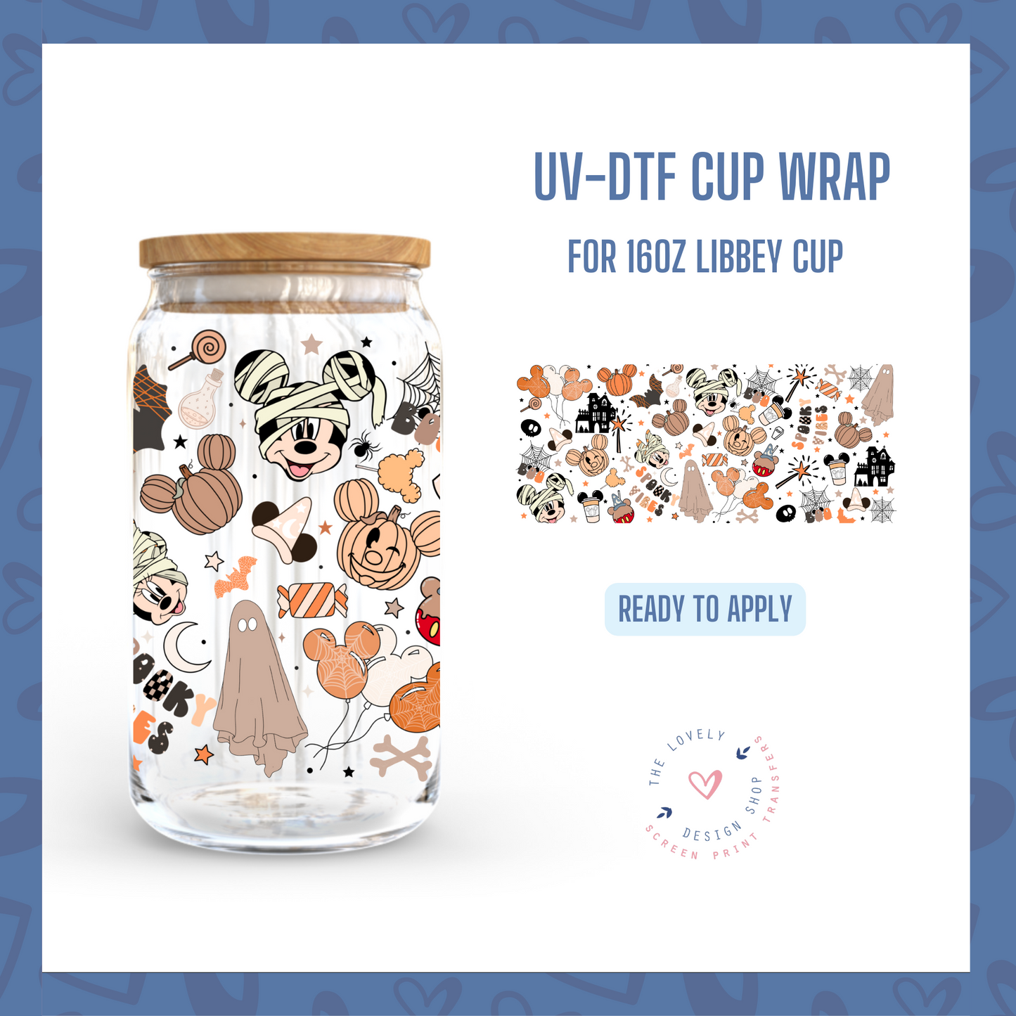 Magical Spooky Vibes - UV DTF 16 oz Libbey Cup Wrap (Ready to Ship)