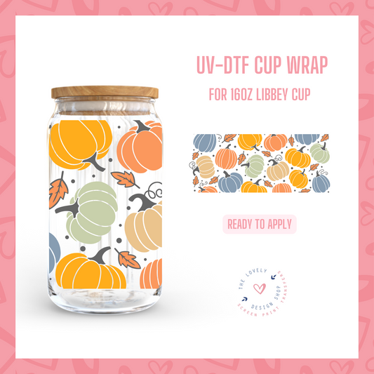 Thanksgiving Pumpkins - UV DTF 16 oz Libbey Cup Wrap (Ready to Ship)