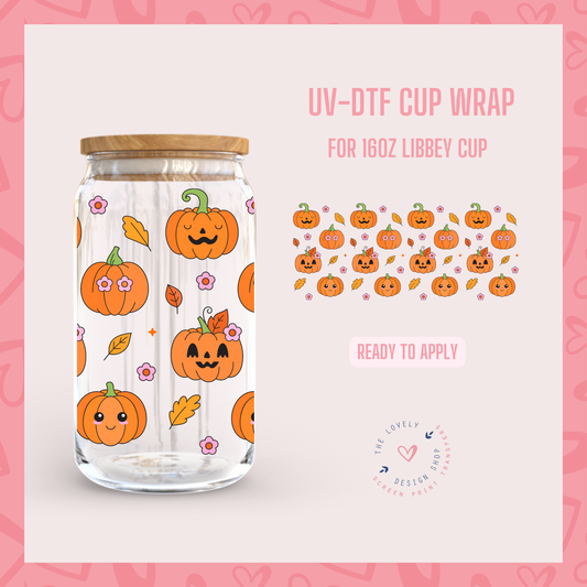 Pumpkin Cuties - UV DTF 16 oz Libbey Cup Wrap (Ready to Ship) Jun 17