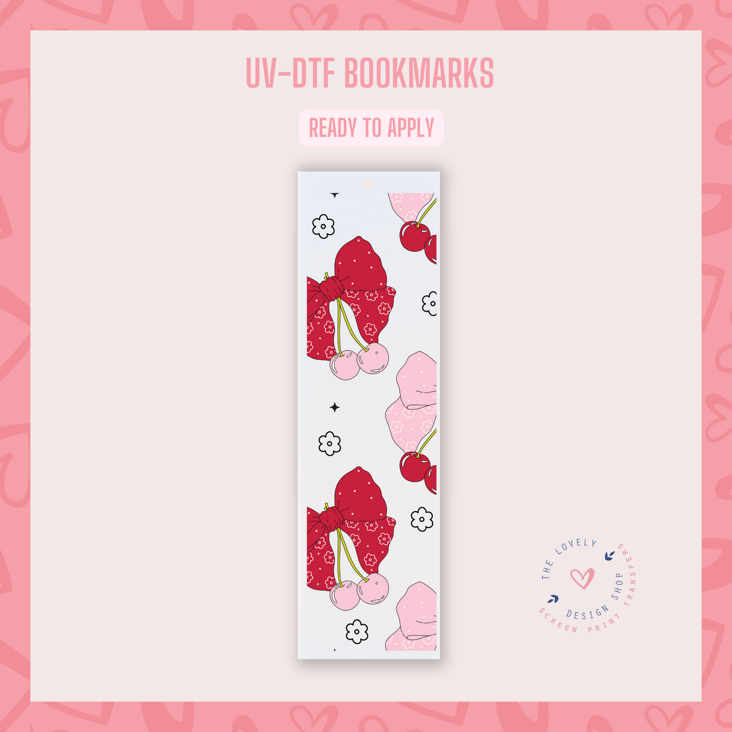 Red And Pink Bows  - UV DTF Bookmark Decal (Ready to Ship) Apr 1