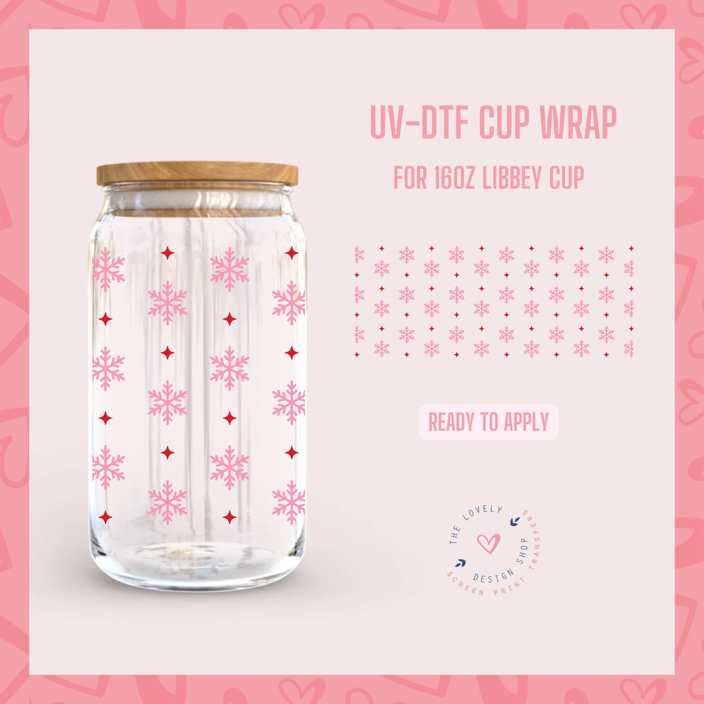 Snowflakes - UV DTF 16 oz Libbey Cup Wrap - Sep 16