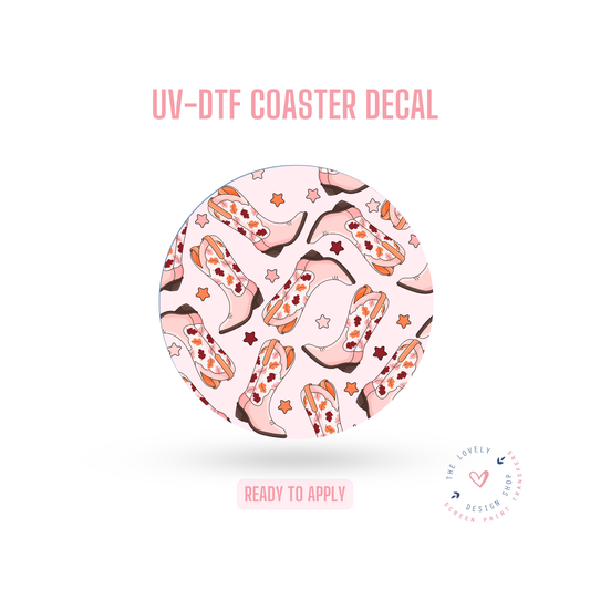 Fall Cowgirl Boots - UV DTF Coaster Decal - Jul 29