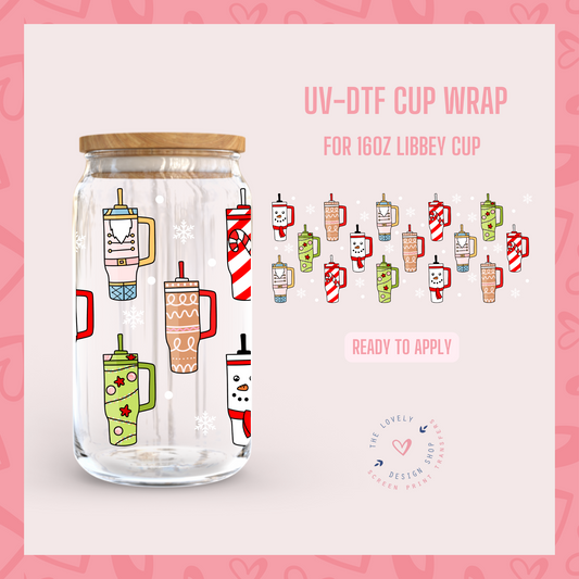 Christmas Tumblers - UV DTF 16 oz Libbey Cup Wrap - Dec 16