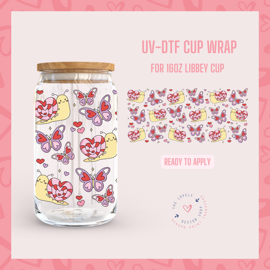 Love Snails and Butterflies - UV DTF 16 oz Libbey Cup Wrap - Dec 23