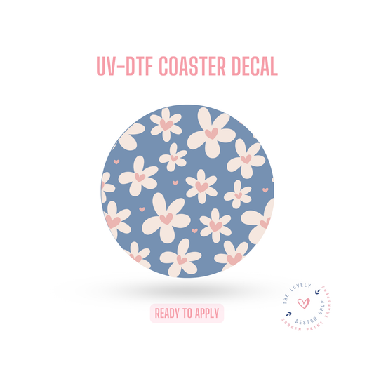 Pure Heart Flowers - UV DTF Coaster Decal (Ready to Ship) Jun 24