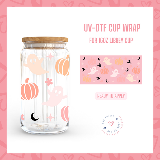 Cute Halloween Vibes - UV DTF 16 oz Libbey Cup Wrap (Ready to Ship)