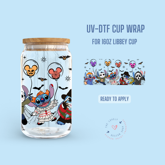 Halloween Alien - UV DTF 16 oz Libbey Cup Wrap (Ready to Ship)