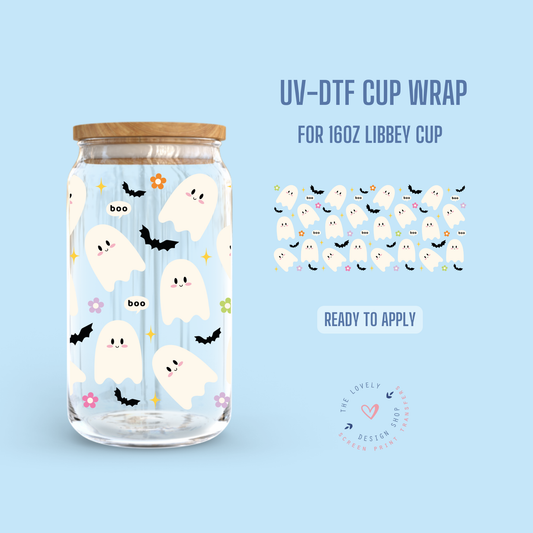 Boo! Ghosts - UV DTF 16 oz Libbey Cup Wrap (Ready to Ship) Jun 10