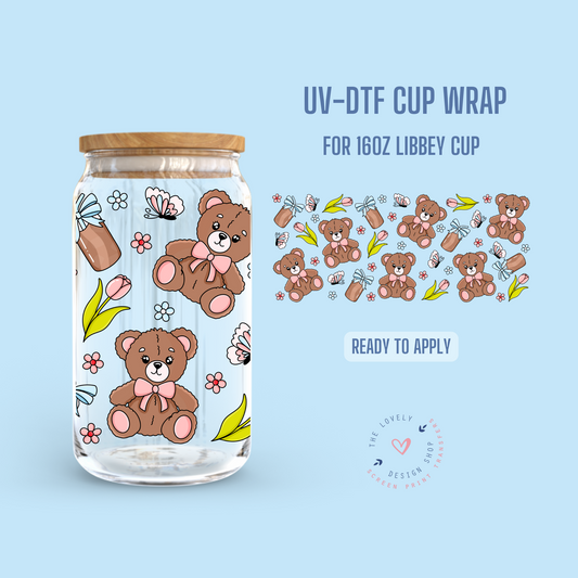 Beary Cute - UV DTF 16 oz Libbey Cup Wrap - Dec 23