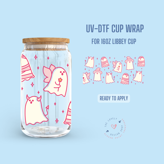 Ghost Costumes - UV DTF 16 oz Libbey Cup Wrap (Ready to Ship) Jul 15