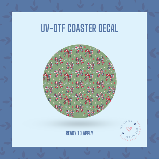 Christmas Bow - UV DTF Coaster Decal - Oct 21