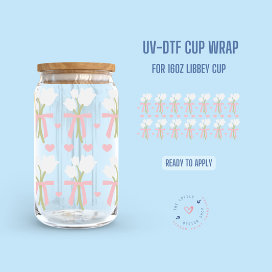 Tulips Coquette Aesthetic - UV DTF 16 oz Libbey Cup Wrap (Ready to Ship) Jul 1