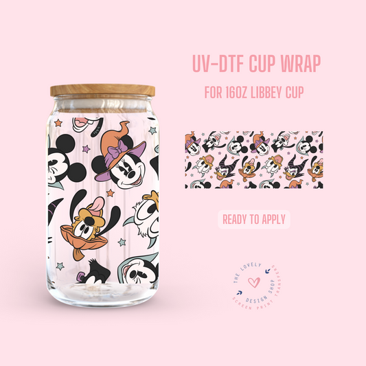 Mouse and Friends in Costumes - UV DTF 16 oz Libbey Cup Wrap (Ready to Ship)