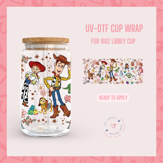 Toys and Flowers - UV DTF 16 oz Libbey Cup Wrap (Ready to Ship)