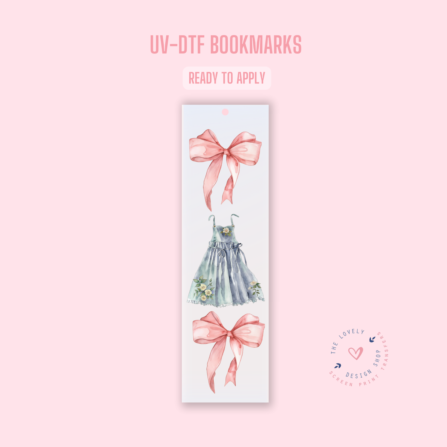 Cottage Core Bow - UV DTF Bookmark Decal - Dec 2