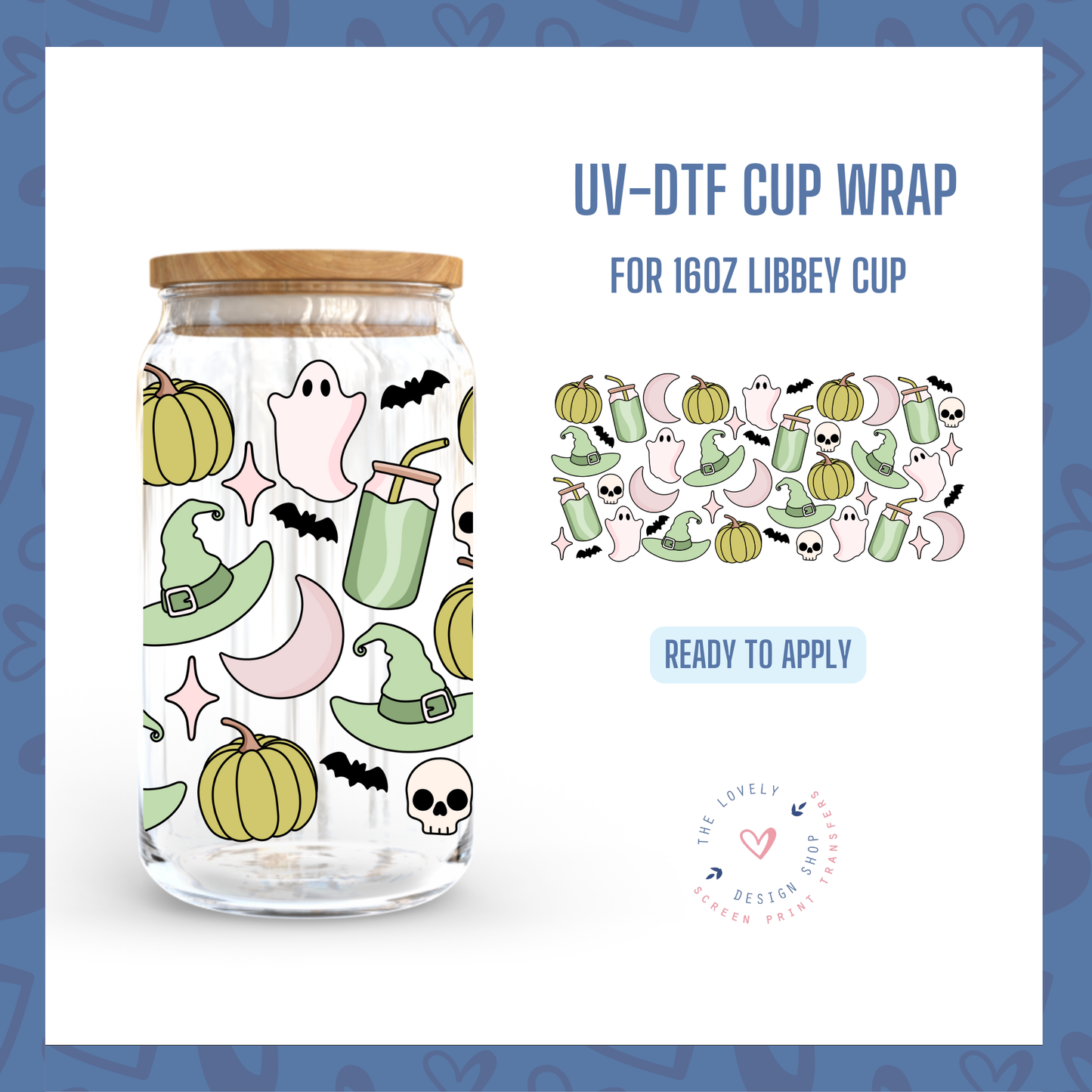 Halloween Matcha - UV DTF 16 oz Libbey Cup Wrap Jul 29