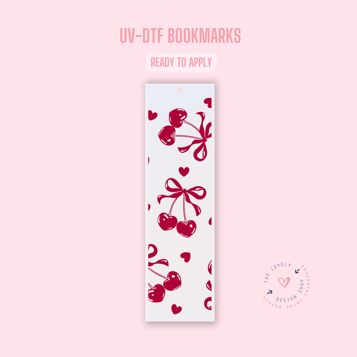 Vintage Heart Cherries - UV DTF Bookmark Decal - Jan 6