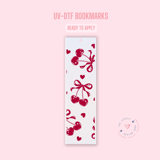 Vintage Heart Cherries - UV DTF Bookmark Decal - Jan 6