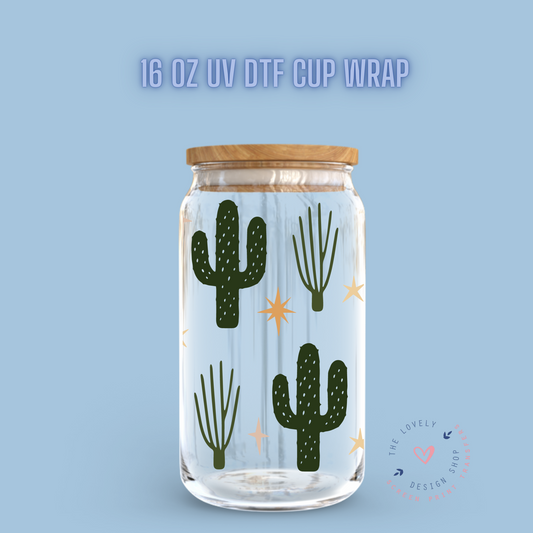 Desert Cactus - UV DTF 16 oz Libbey Cup Wrap (Ready to Ship) Feb 5