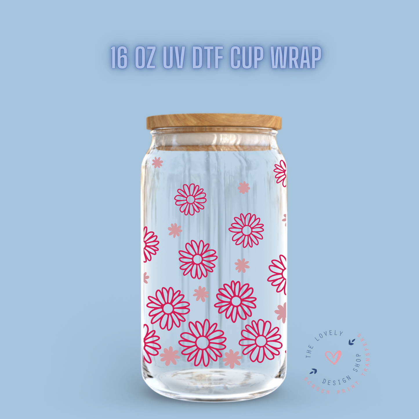 Flower Confetti - UV DTF 16 oz Libbey Cup Wrap (Ready to Ship) Jan 29