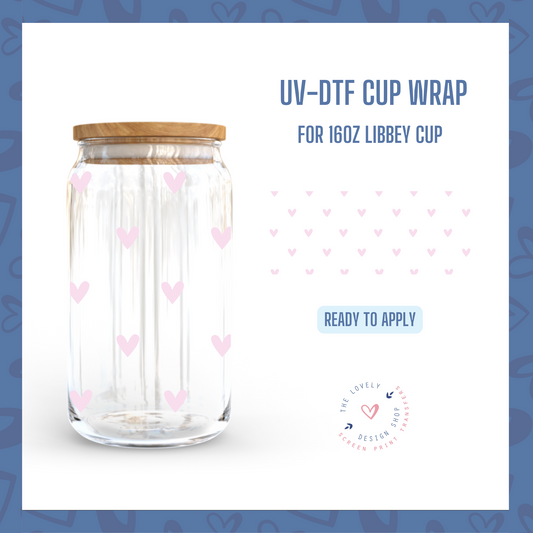Mini Hearts - UV DTF 16 oz Libbey Cup Wrap (Ready to Ship)