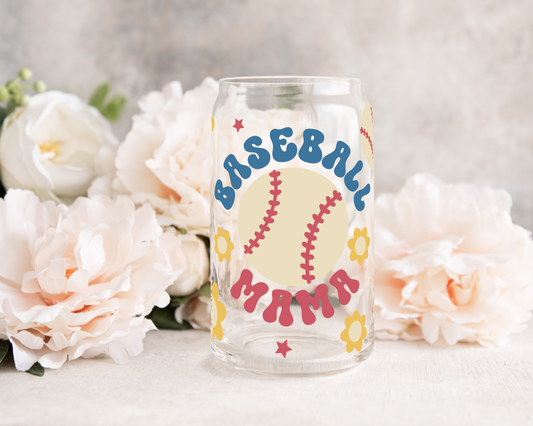 Baseball Mama - UV DTF 16 oz Libbey Cup Wrap (Ready to Ship)