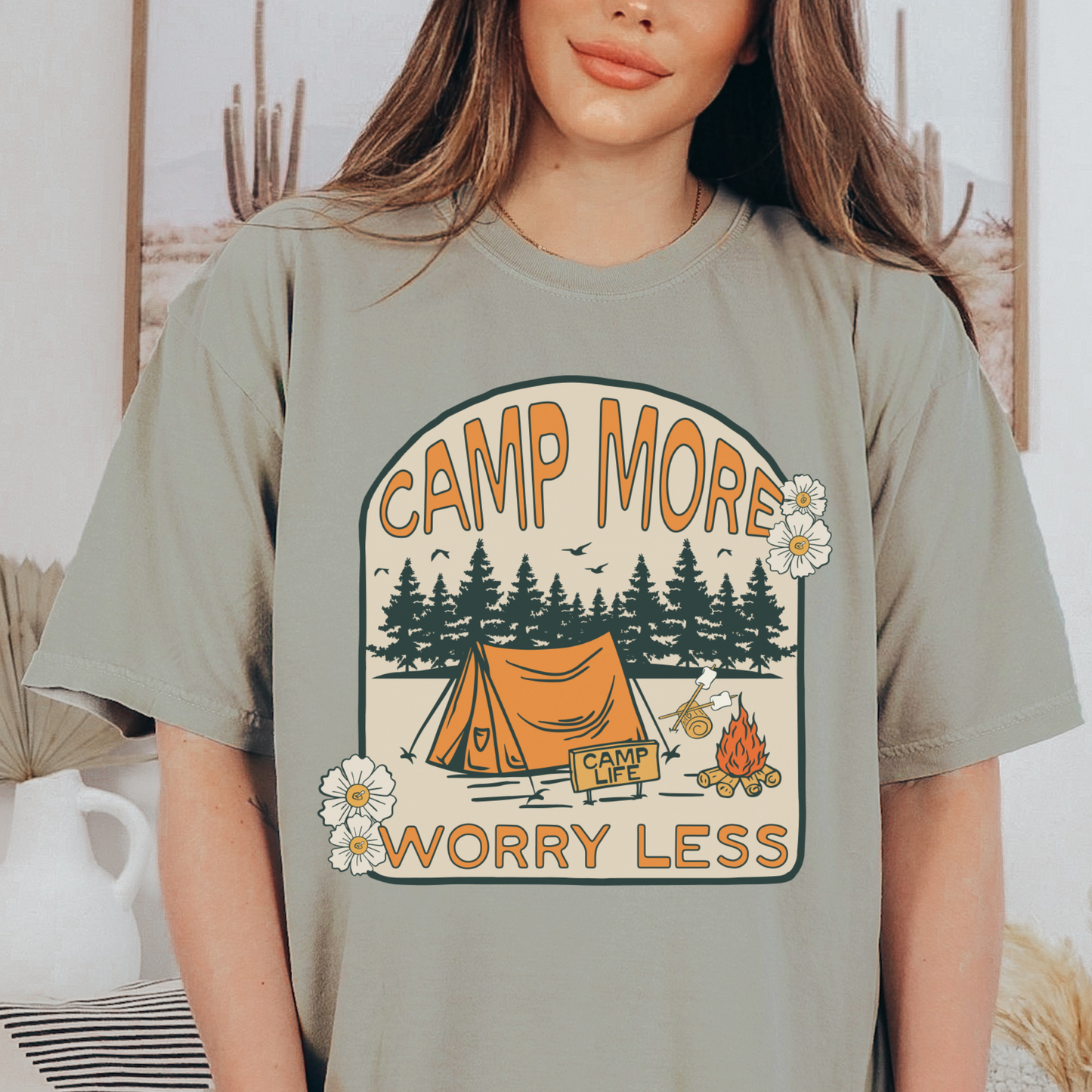 Camp More Worry Less - FULL COLOR DTF TRANSFER (Ready to Ship)