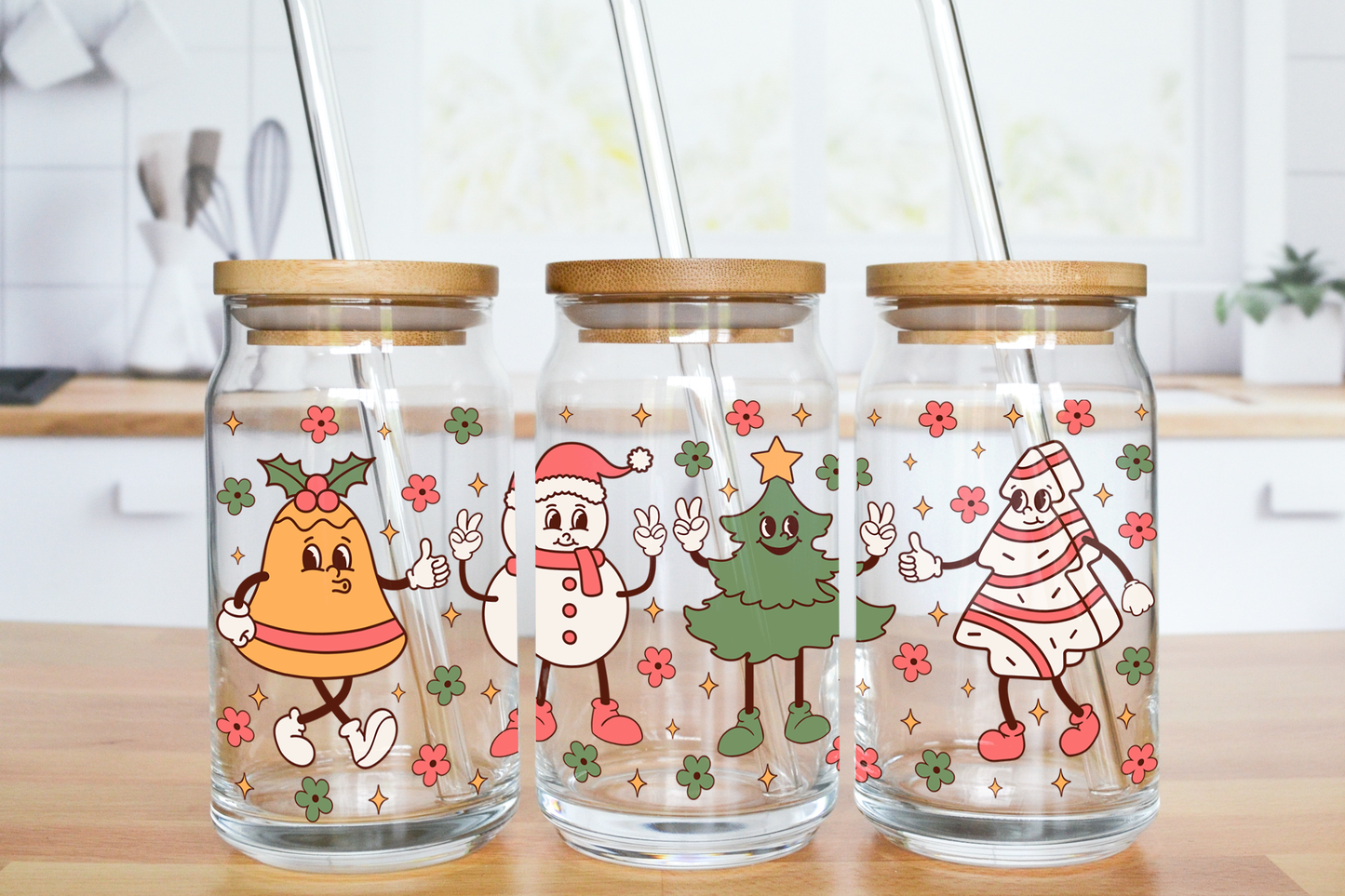 Christmas Characters - UV DTF 16 oz Libbey Cup Wrap (Ready to Ship)