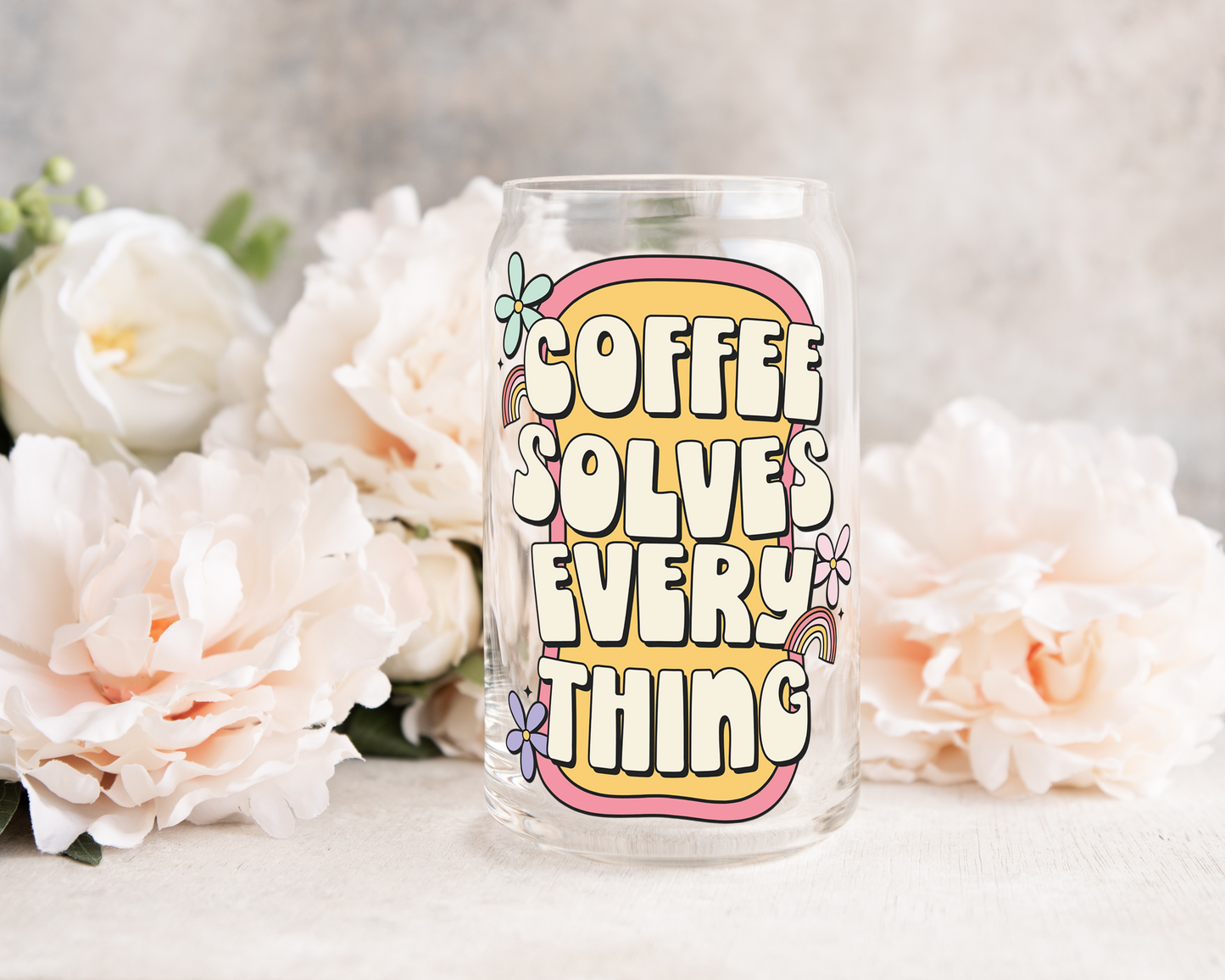 Coffee Solves Everything - UV DTF Cup Decal (Ready to Ship)