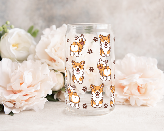 Cute Corgis - UV DTF 16 oz Libbey Cup Wrap (Ready to Ship)