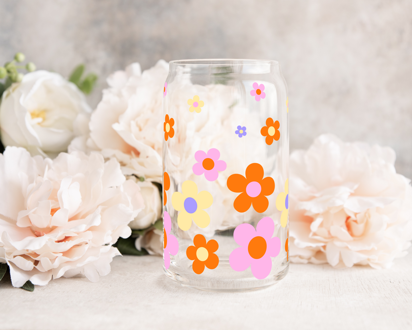 Cutie Flowers - UV DTF 16 oz Libbey Cup Wrap (Ready to Ship)