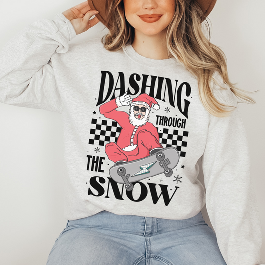 Dashing Through The Snow - FULL COLOR DTF TRANSFER (Ready to Ship)