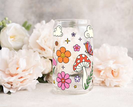 Flower Field - UV DTF 16 oz Libbey Cup Wrap (Ready to Ship)