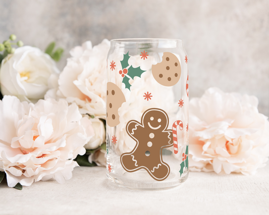 Gingerbread Man Candy - UV DTF 16 oz Libbey Cup Wrap (Ready to Ship)