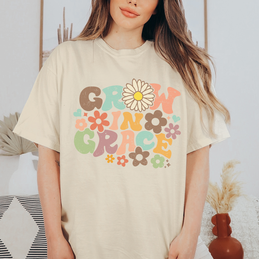 Grow in Grace (Distressed) - FULL COLOR DTF TRANSFER (Ready to Ship)