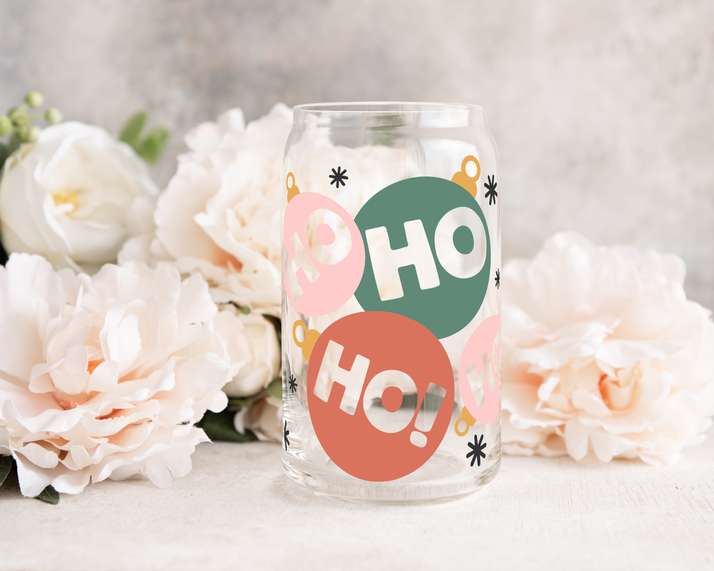 HoHoHo Ornaments - UV DTF 16 oz Libbey Cup Wrap (Ready to Ship)