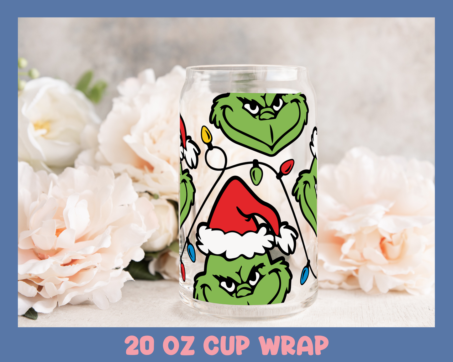 Mean Green Character - UV DTF 20 oz Libbey Cup Wrap (Ready to Ship)