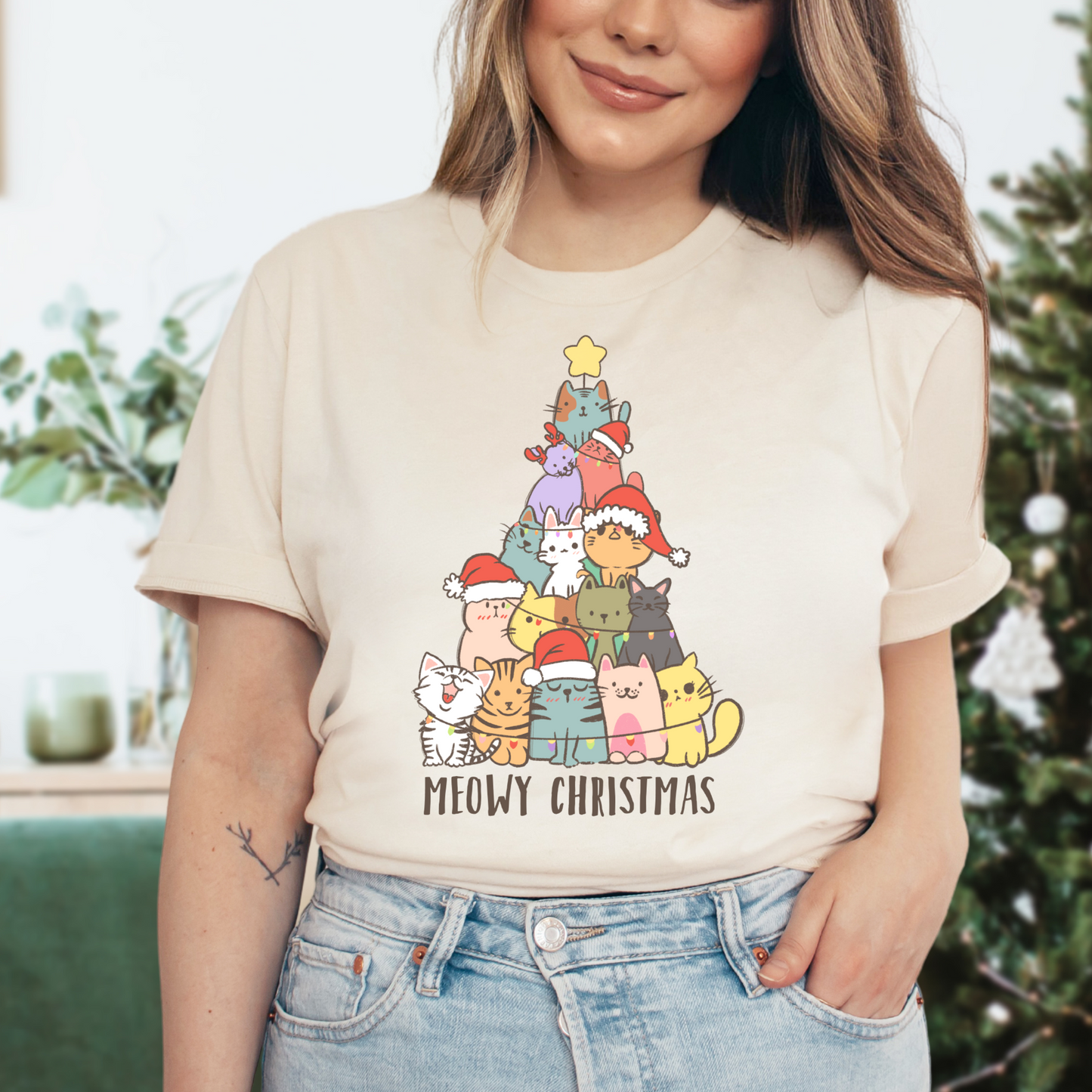 Meowy Christmas - FULL COLOR DTF TRANSFER (Ready to Ship)