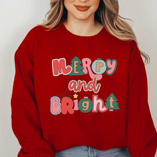 Merry and Bright - FULL COLOR DTF TRANSFER (Ready to Ship)