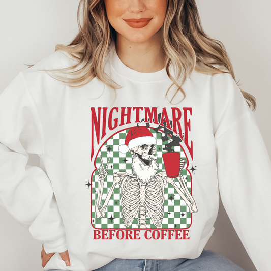 Nightmare Before Coffee - FULL COLOR DTF TRANSFER (Ready to Ship)