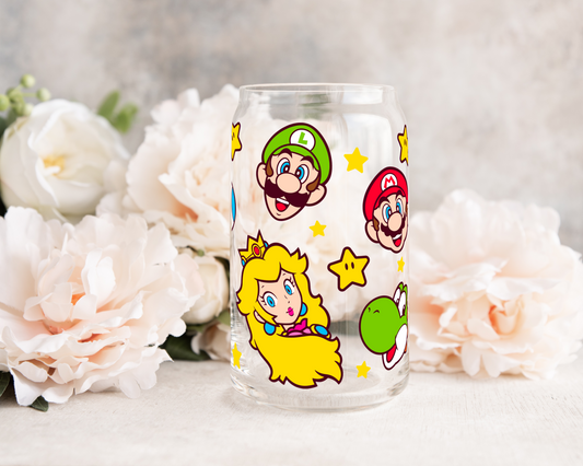 Princess With Video Game Friends - UV DTF 16 oz Libbey Cup Wrap (Ready to Ship)