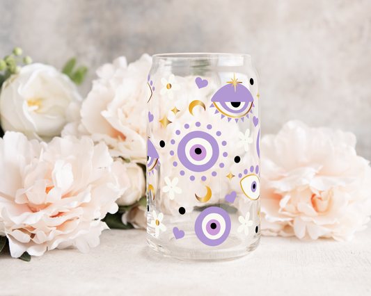 Purple Eyes - UV DTF 16 oz Libbey Cup Wrap (Ready to Ship)