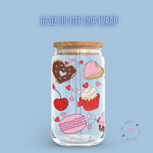 Sugar Coat My Heart - UV DTF 16 oz Libbey Cup Wrap (Ready to Ship)