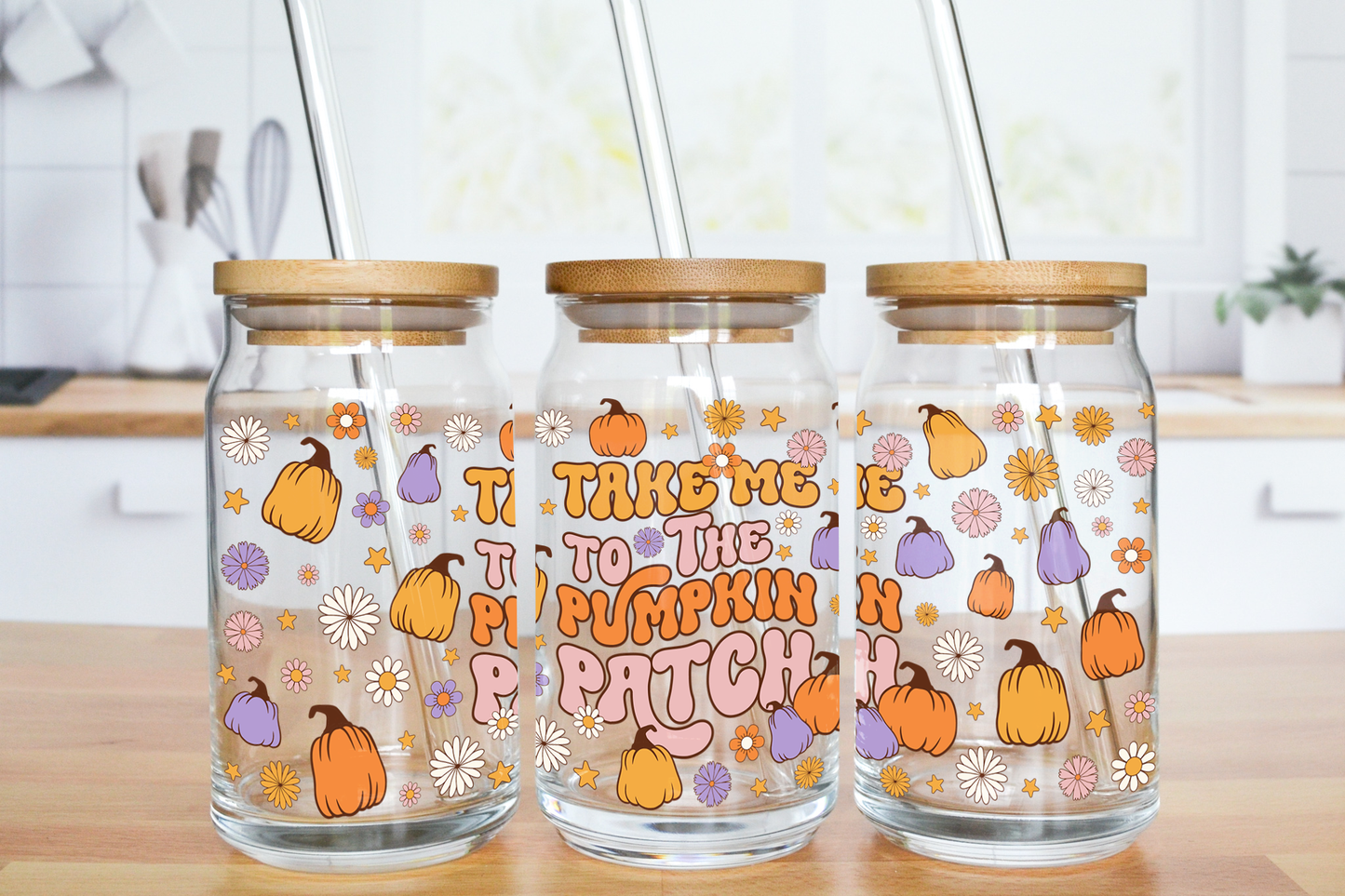 Take Me To The Pumpkin Patch - UV DTF 16 oz Libbey Cup Wrap (Ready to Ship)