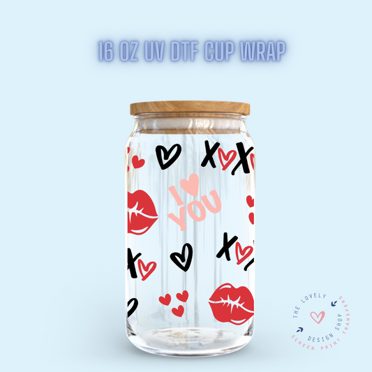 Xoxo Love - UV DTF 16 oz Libbey Cup Wrap (Ready to Ship)