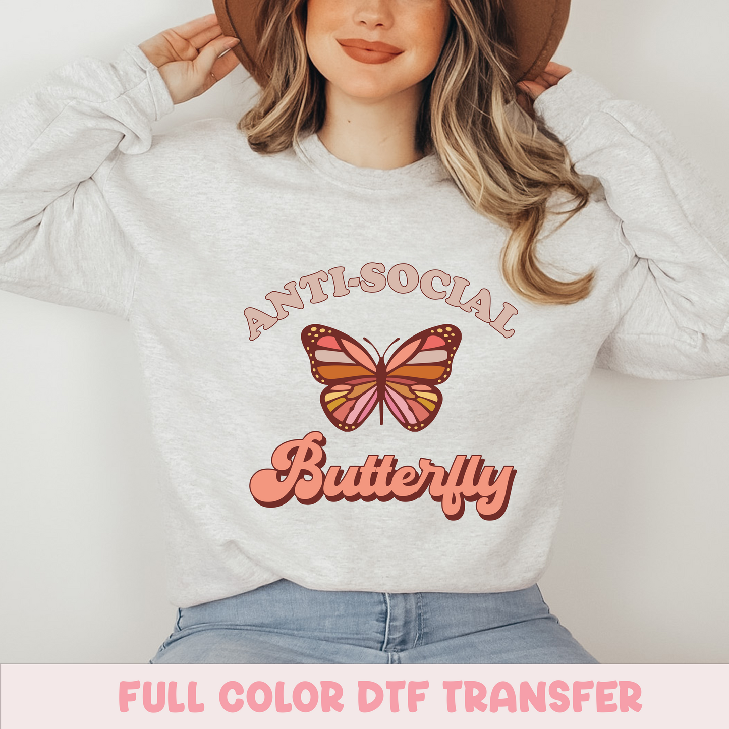 Anti-social Butterfly - FULL COLOR DTF TRANSFER (Ready to Ship)